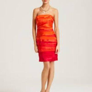 ✅ Phoebe Couture Phoebe Couture Tiered Strapless Dress RED/PINK SIZE 12‎